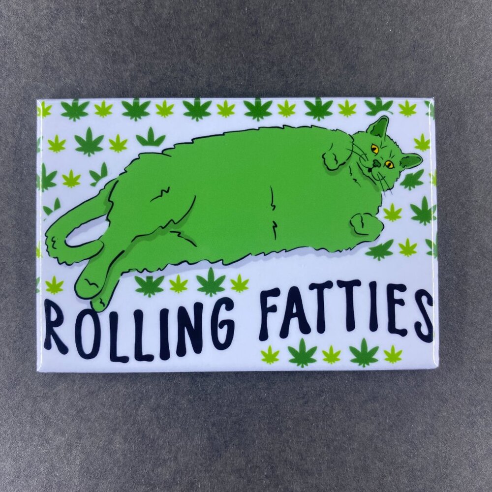 420 Stoner Cat Magnet, Handmade Pet Portrait Art Decor Gift 2x3"